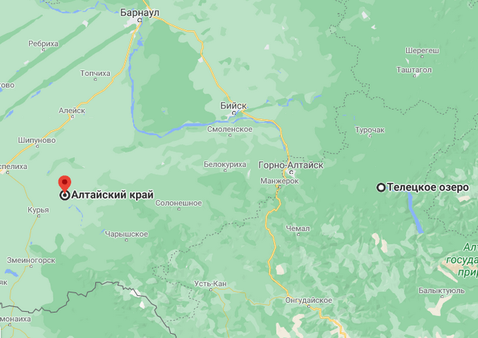 Алтай на карте