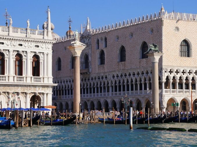 The Doge's Palace - there are many tourists in Venice in summer
