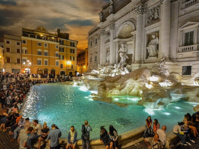 Near the Trevi Fountain - there are many tourists in Rome in September