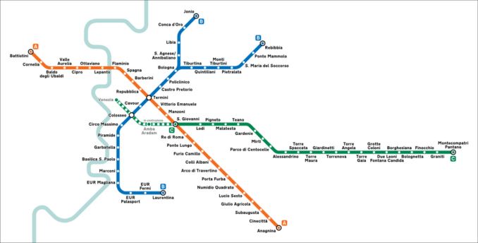 Rome metro map with stations, photo by @Arbalete/Wikimedia Commons